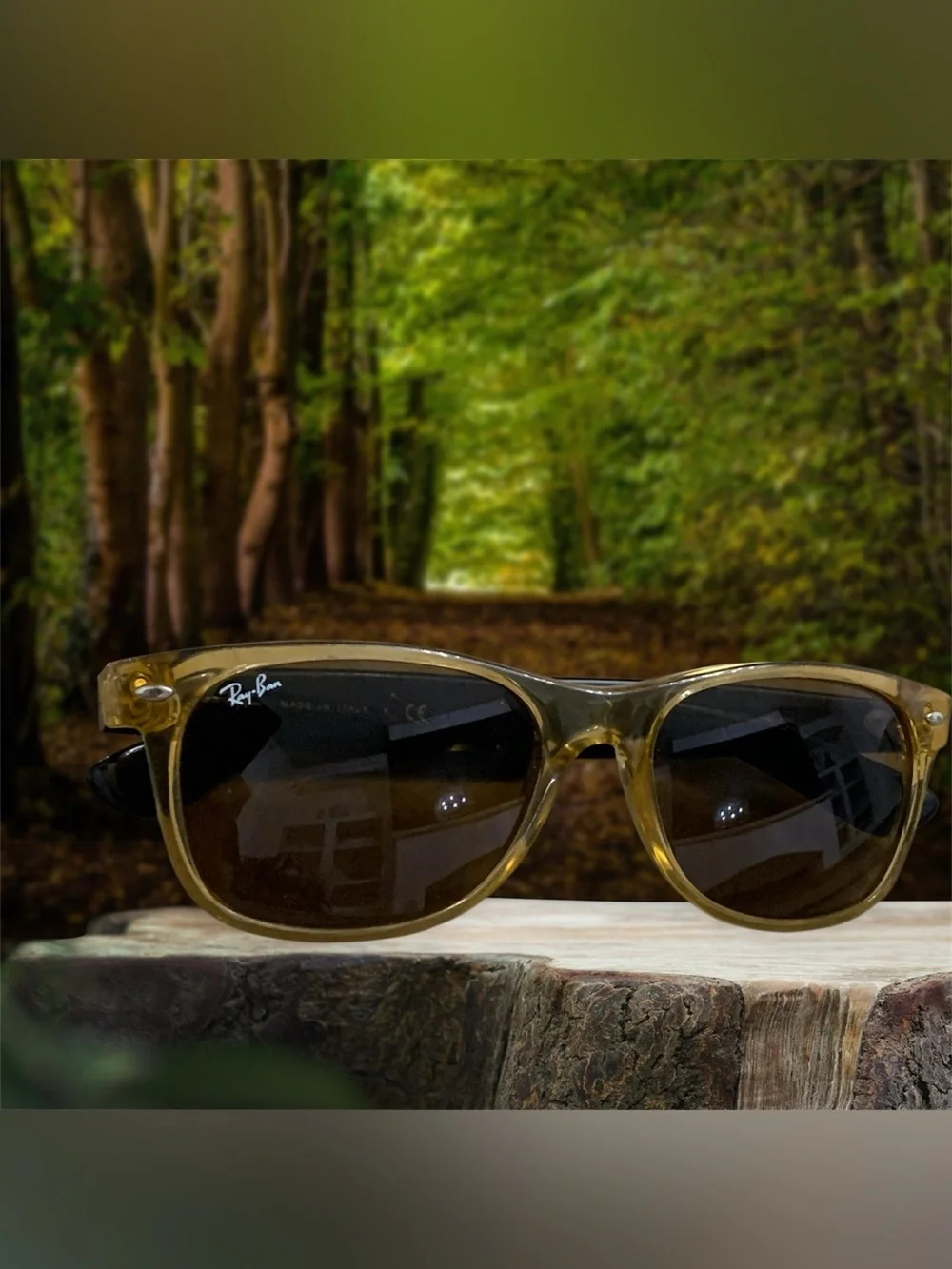 Ray-Ban Brown Wayfarer Bicolor Translucent Frame Sunglasses